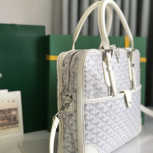 AMBASSADE DOCUMENT CASE 35 IN WHITE GOYARDINE CANVAS