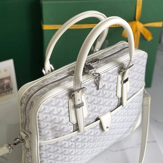 AMBASSADE DOCUMENT CASE 35 IN WHITE GOYARDINE CANVAS