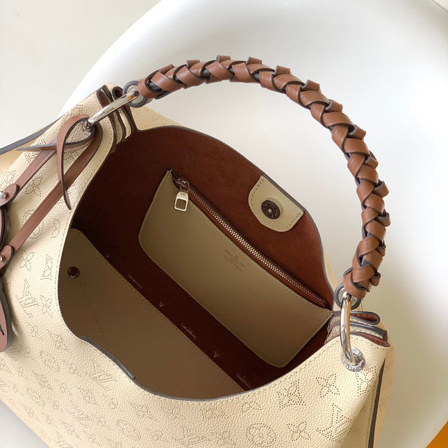 CARMEL HOBO BAG 40 IN CRÈME BEIGE MIHANA PERFORATED CALF LEATHER
