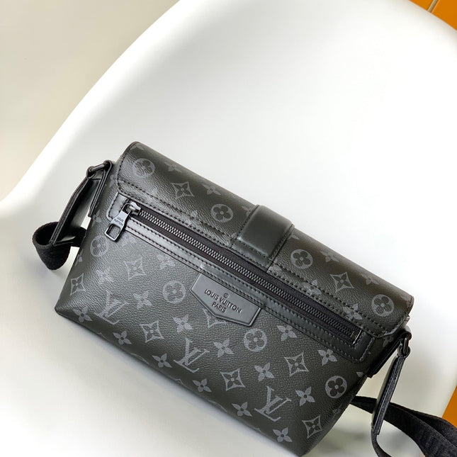 S-CAPE MESSENGER BAG 28 IN BLACK MONOGRAM ECLIPSE CANVAS