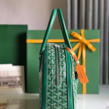 SAINT JEANNE BAG 35 IN GREEN GOYARDINE CANVAS AND CALFSKIN