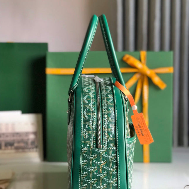 SAINT JEANNE BAG 35 IN GREEN GOYARDINE CANVAS AND CALFSKIN