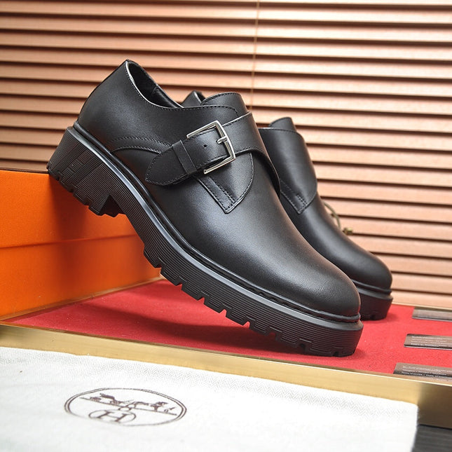 HM MONK STRAP BLACK CALFSKIN