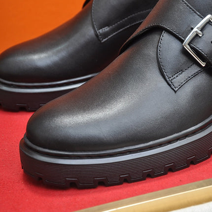 HM MONK STRAP BLACK CALFSKIN