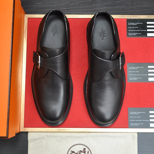 HM MONK STRAP BLACK CALFSKIN