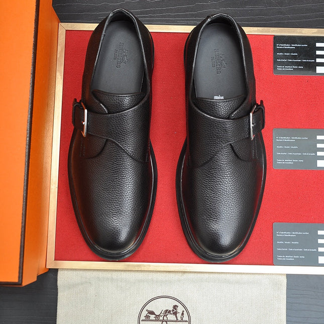 HM MONK STRAP BLACK GRAINED CALFSKIN