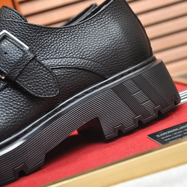 HM MONK STRAP BLACK GRAINED CALFSKIN