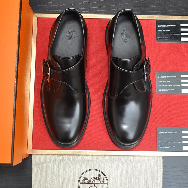 HM MONK STRAP GLOSSY BLACK CALFSKIN