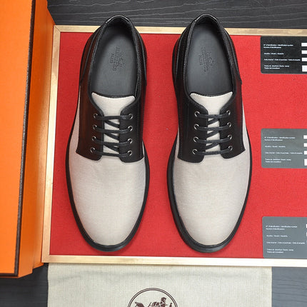 HM DANIEL TRAMPING SHOE BLACK AND CREAM BREATHABLE FABRIC