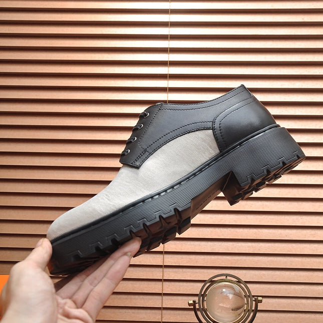 HM DANIEL TRAMPING SHOE BLACK AND CREAM BREATHABLE FABRIC
