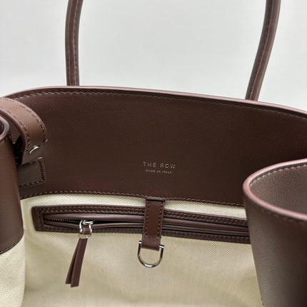 MINIMALIST STRUCTURED SILHOUETTE HANDBAG 32 IN MAUVE BROWN CALFSKIN