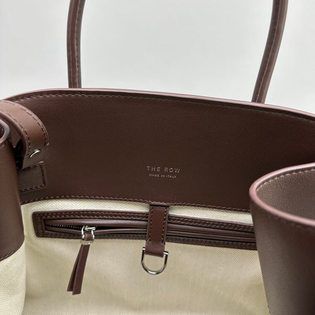 MINIMALIST STRUCTURED SILHOUETTE HANDBAG 32 IN MAUVE BROWN CALFSKIN