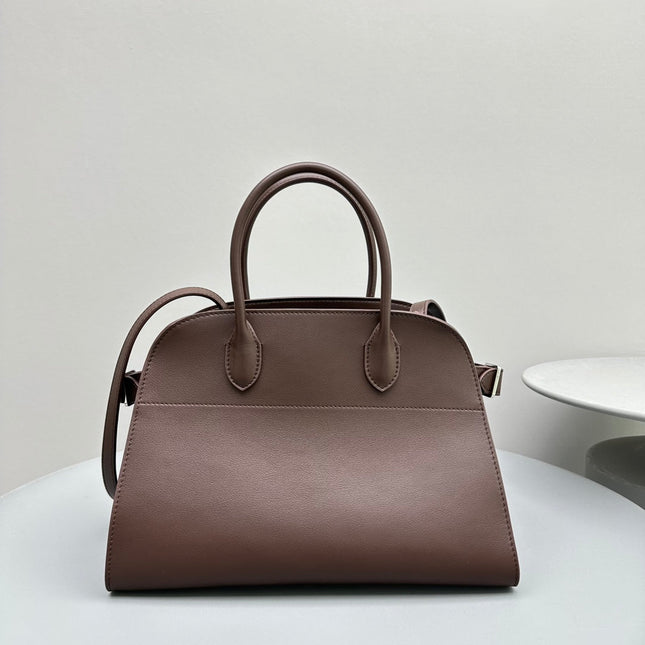 MINIMALIST STRUCTURED SILHOUETTE HANDBAG 32 IN MAUVE BROWN CALFSKIN