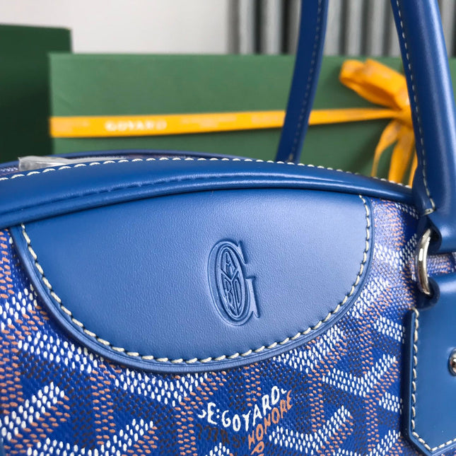 SAINT JEANNE BAG 35 IN AZURE BLUE GOYARDINE CANVAS AND CALFSKIN