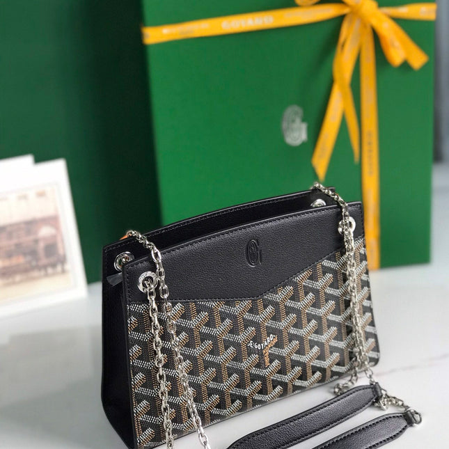 ROUETTE STRUCTURÉ MINI BAG 21 IN BLACK GOYARDINE CANVAS AND CALFSKIN