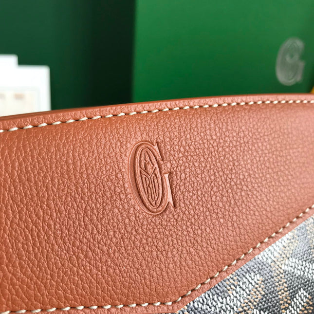 ROUETTE STRUCTURÉ MINI BAG 21 IN BLACK GOYARDINE CANVAS AND TAN CALFSKIN