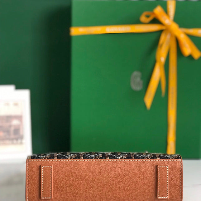 ROUETTE STRUCTURÉ MINI BAG 21 IN BLACK GOYARDINE CANVAS AND TAN CALFSKIN