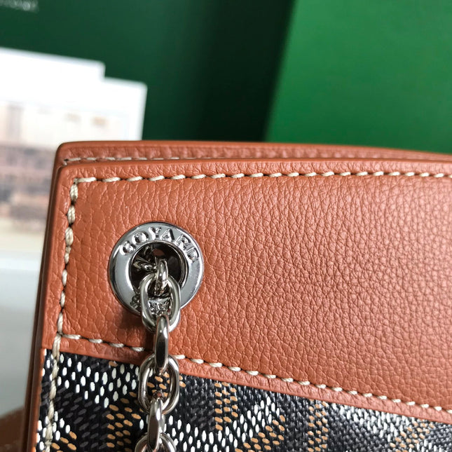 ROUETTE STRUCTURÉ MINI BAG 21 IN BLACK GOYARDINE CANVAS AND TAN CALFSKIN