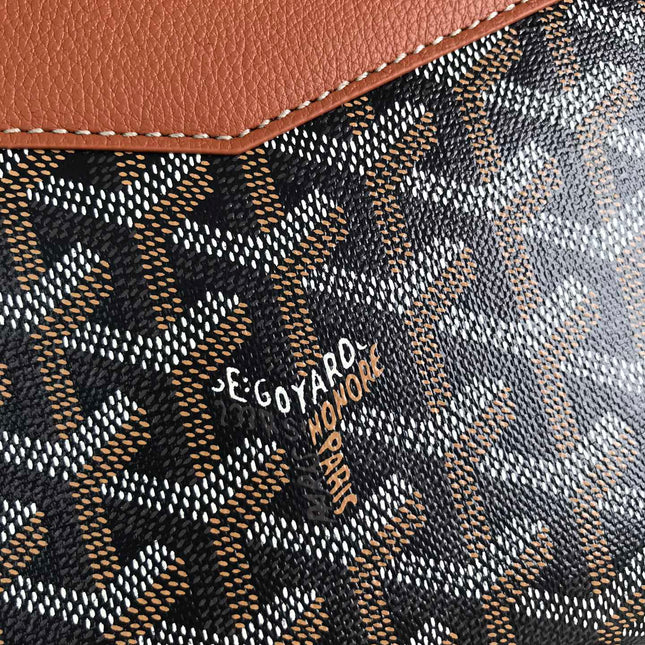 ROUETTE STRUCTURÉ MINI BAG 21 IN BLACK GOYARDINE CANVAS AND TAN CALFSKIN