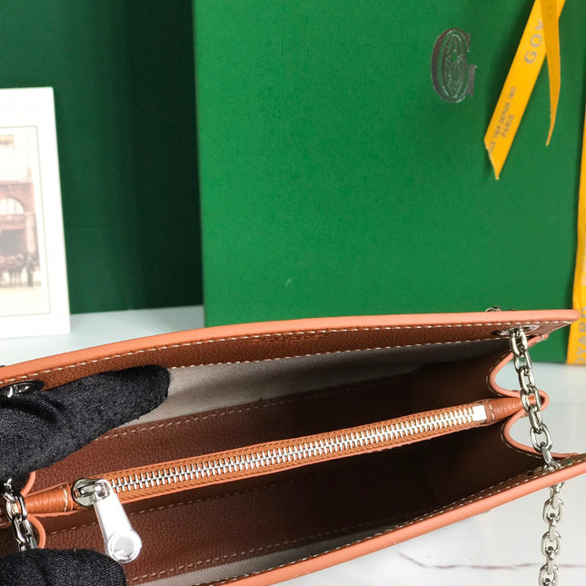 ROUETTE STRUCTURÉ MINI BAG 21 IN BLACK GOYARDINE CANVAS AND TAN CALFSKIN