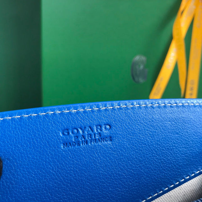 ROUETTE STRUCTURÉ MINI BAG 21 IN SAPPHIRE BLUE GOYARDINE CANVAS AND CALFSKIN