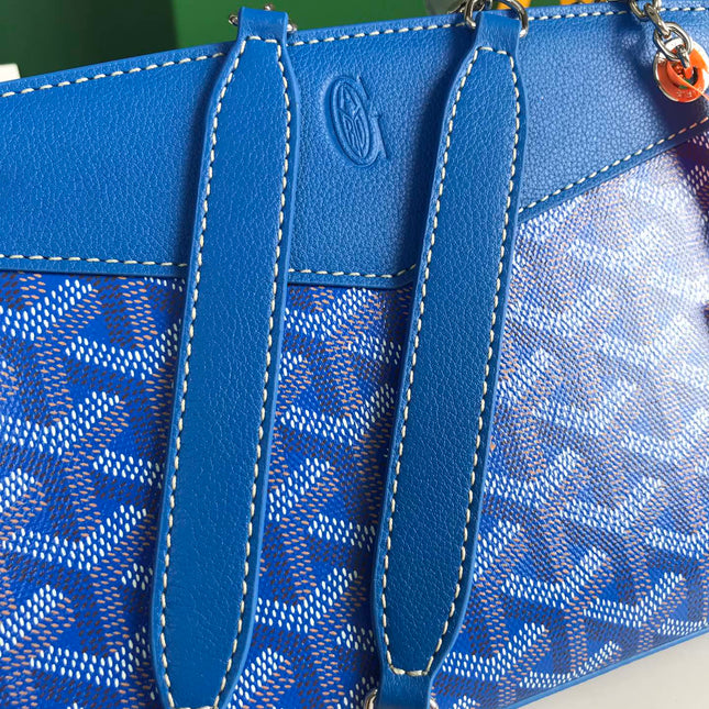 ROUETTE STRUCTURÉ MINI BAG 21 IN SAPPHIRE BLUE GOYARDINE CANVAS AND CALFSKIN