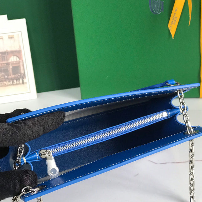 ROUETTE STRUCTURÉ MINI BAG 21 IN SAPPHIRE BLUE GOYARDINE CANVAS AND CALFSKIN