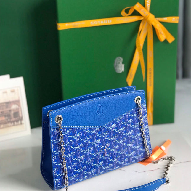 ROUETTE STRUCTURÉ MINI BAG 21 IN SAPPHIRE BLUE GOYARDINE CANVAS AND CALFSKIN