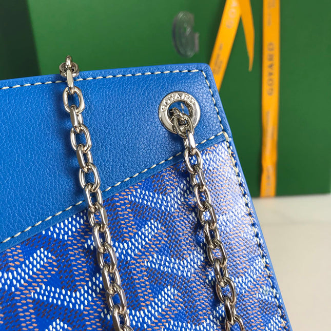 ROUETTE STRUCTURÉ MINI BAG 21 IN SAPPHIRE BLUE GOYARDINE CANVAS AND CALFSKIN