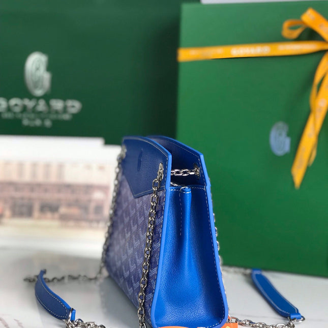 ROUETTE STRUCTURÉ MINI BAG 21 IN SAPPHIRE BLUE GOYARDINE CANVAS AND CALFSKIN