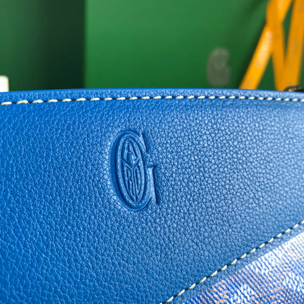 ROUETTE STRUCTURÉ MINI BAG 21 IN SAPPHIRE BLUE GOYARDINE CANVAS AND CALFSKIN