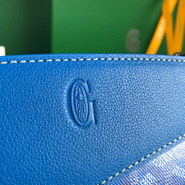 ROUETTE STRUCTURÉ MINI BAG 21 IN SAPPHIRE BLUE GOYARDINE CANVAS AND CALFSKIN