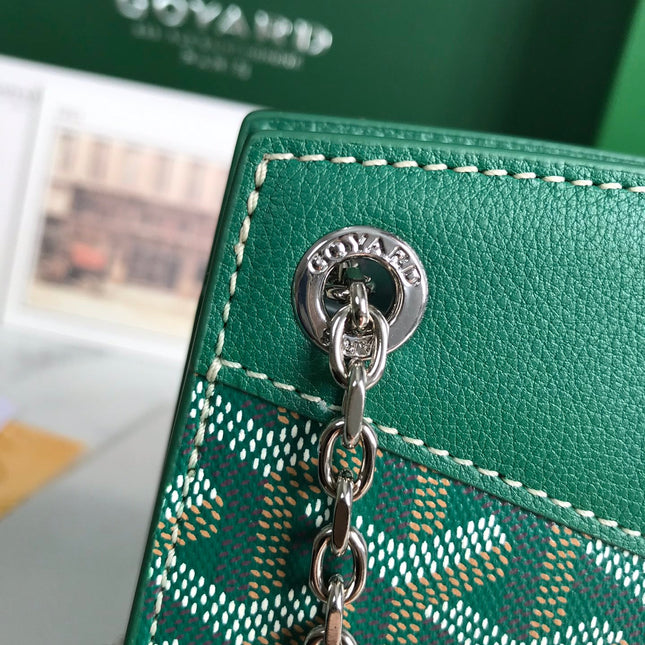 ROUETTE STRUCTURÉ MINI BAG 21 IN GREEN GOYARDINE CANVAS AND CALFSKIN