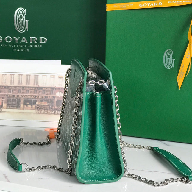 ROUETTE STRUCTURÉ MINI BAG 21 IN GREEN GOYARDINE CANVAS AND CALFSKIN
