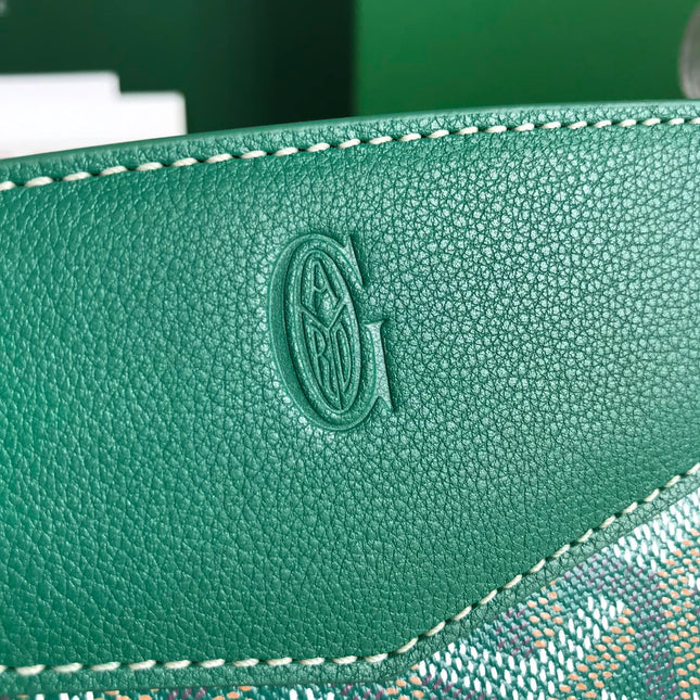 ROUETTE STRUCTURÉ MINI BAG 21 IN GREEN GOYARDINE CANVAS AND CALFSKIN