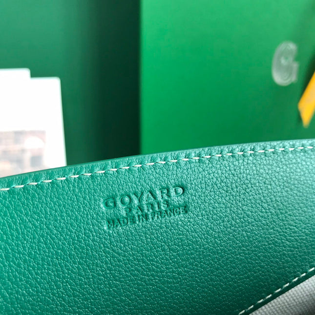 ROUETTE STRUCTURÉ MINI BAG 21 IN GREEN GOYARDINE CANVAS AND CALFSKIN