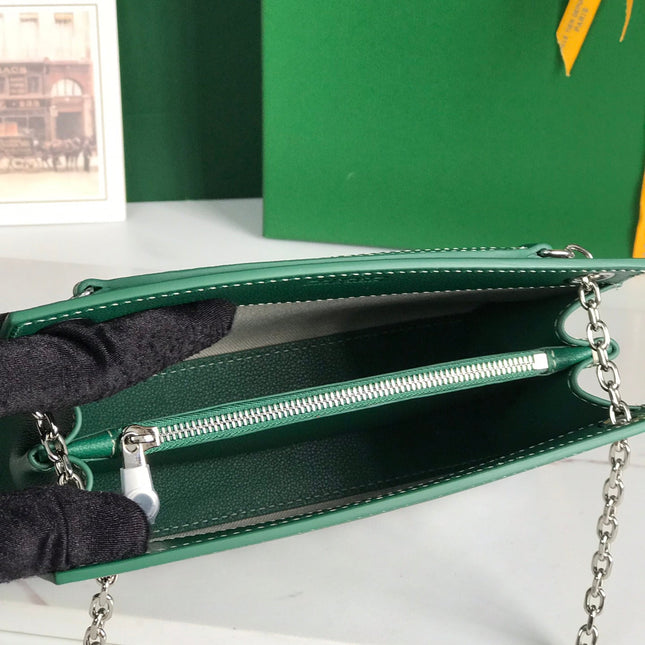 ROUETTE STRUCTURÉ MINI BAG 21 IN GREEN GOYARDINE CANVAS AND CALFSKIN