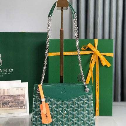 ROUETTE STRUCTURÉ MINI BAG 21 IN GREEN GOYARDINE CANVAS AND CALFSKIN