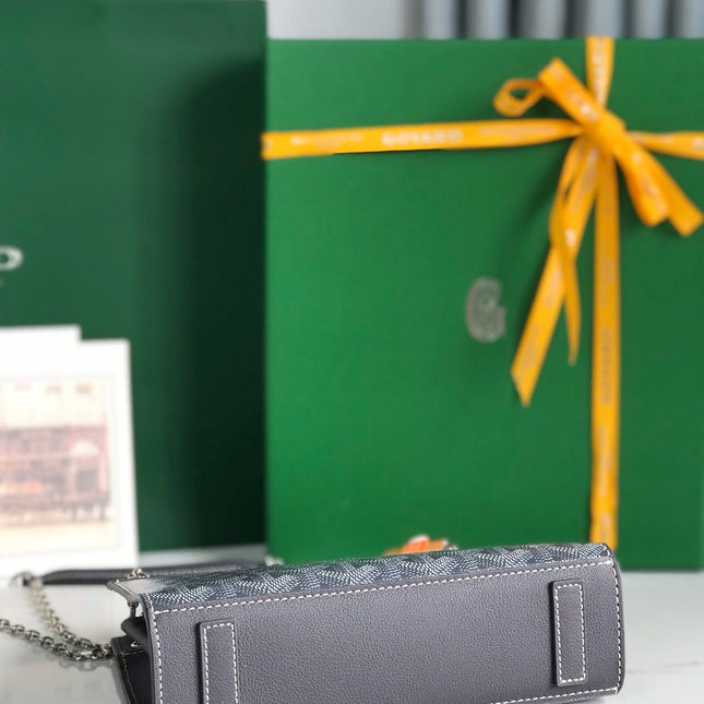 ROUETTE STRUCTURÉ MINI BAG 21 IN GREY BLACK GOYARDINE CANVAS AND CALFSKIN