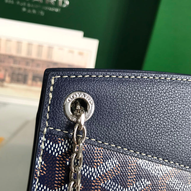 ROUETTE STRUCTURÉ MINI BAG 21 IN NAVY BLUE GOYARDINE CANVAS AND CALFSKIN