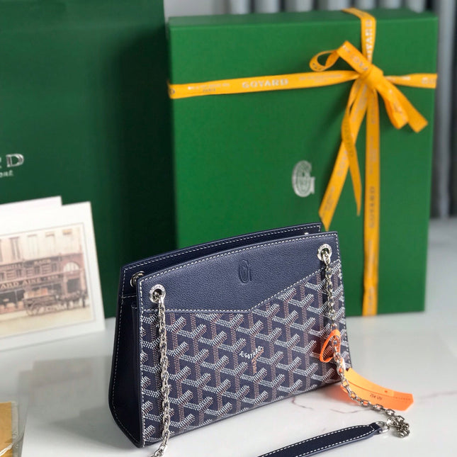 ROUETTE STRUCTURÉ MINI BAG 21 IN NAVY BLUE GOYARDINE CANVAS AND CALFSKIN