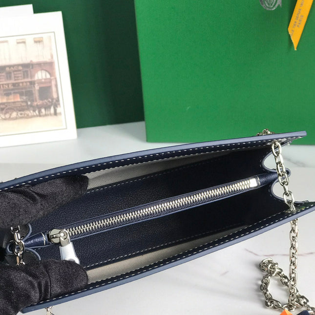 ROUETTE STRUCTURÉ MINI BAG 21 IN NAVY BLUE GOYARDINE CANVAS AND CALFSKIN