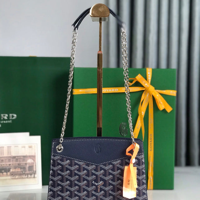 ROUETTE STRUCTURÉ MINI BAG 21 IN NAVY BLUE GOYARDINE CANVAS AND CALFSKIN
