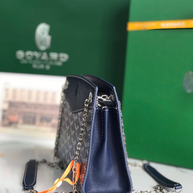 ROUETTE STRUCTURÉ MINI BAG 21 IN NAVY BLUE GOYARDINE CANVAS AND CALFSKIN
