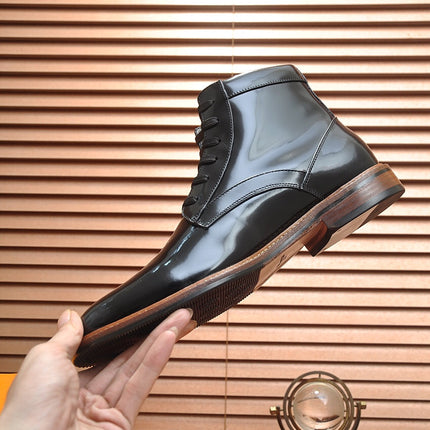 LV SHORT BOOT IN GLOSSY BLACK CALFSKIN