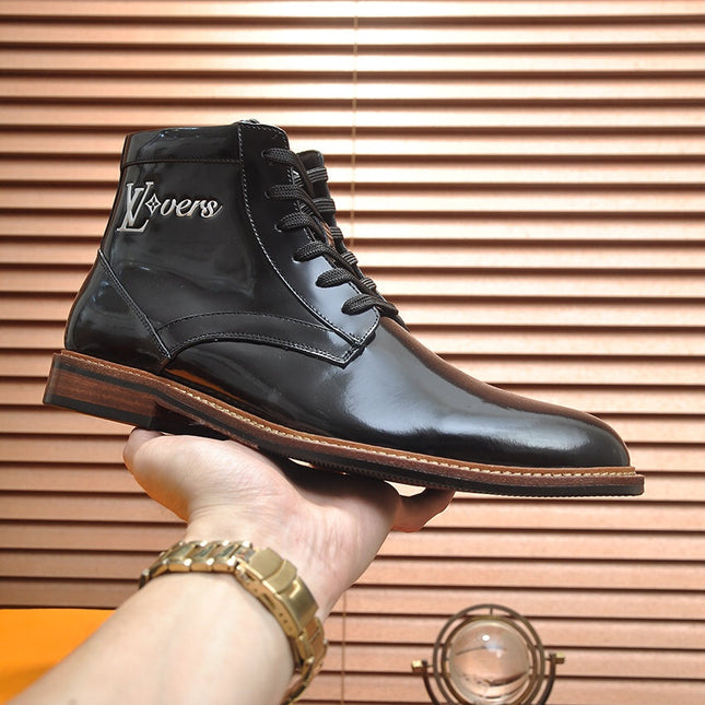 LV SHORT BOOT IN GLOSSY BLACK CALFSKIN