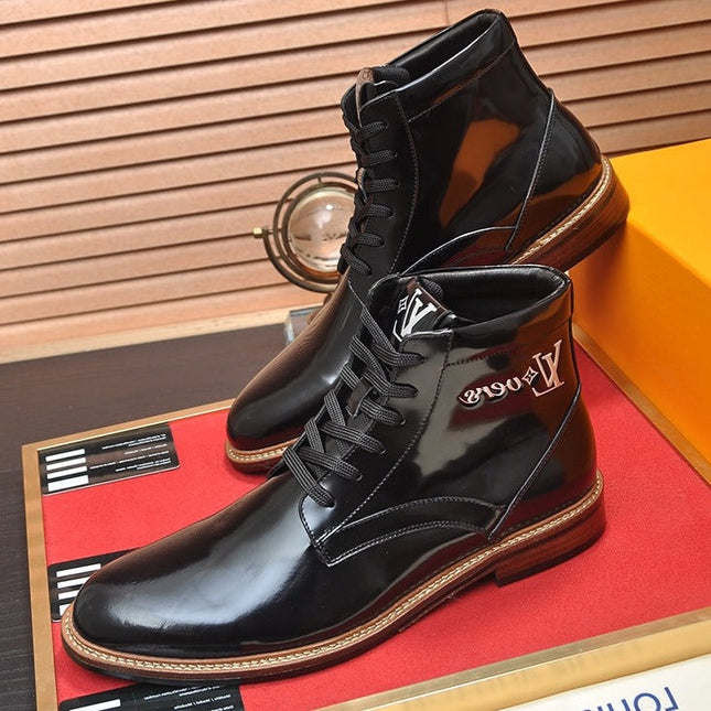 LV SHORT BOOT IN GLOSSY BLACK CALFSKIN