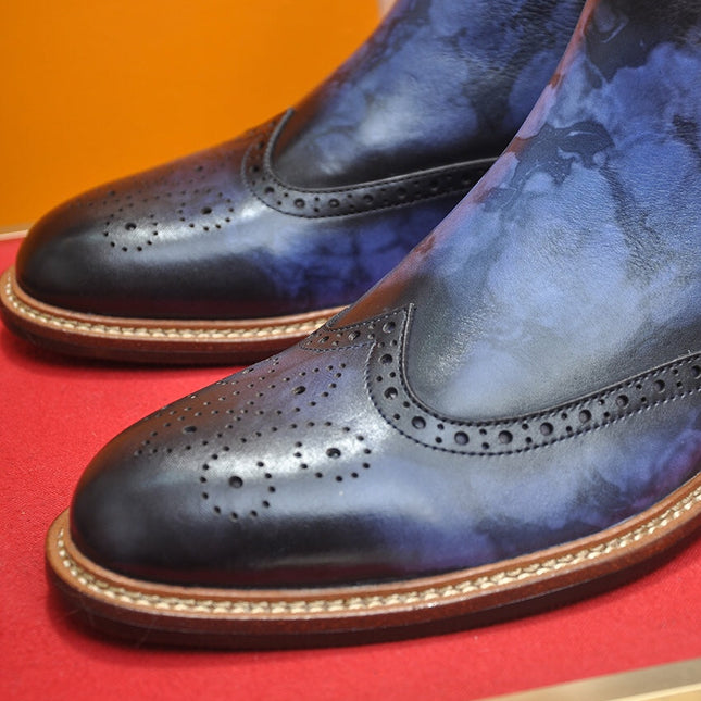 LV CHELSEA ANKLE BOOT IN BLUE OMBRE BLACK CALFSKIN