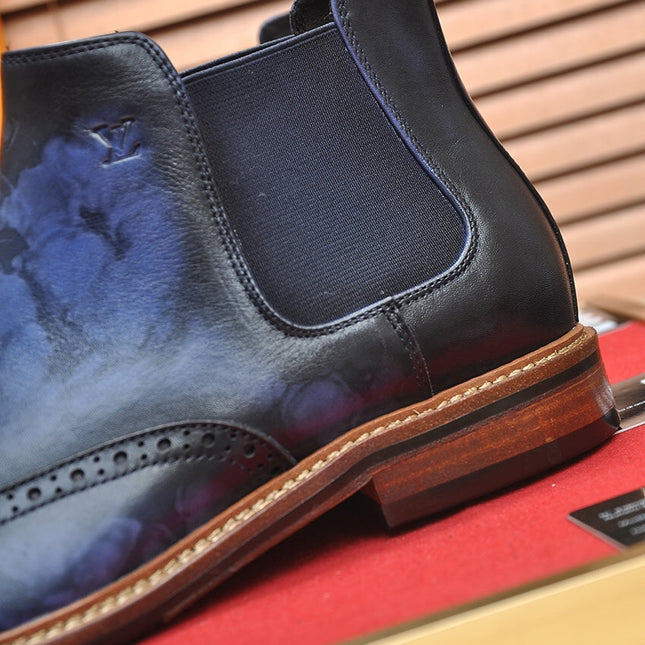 LV CHELSEA ANKLE BOOT IN BLUE OMBRE BLACK CALFSKIN
