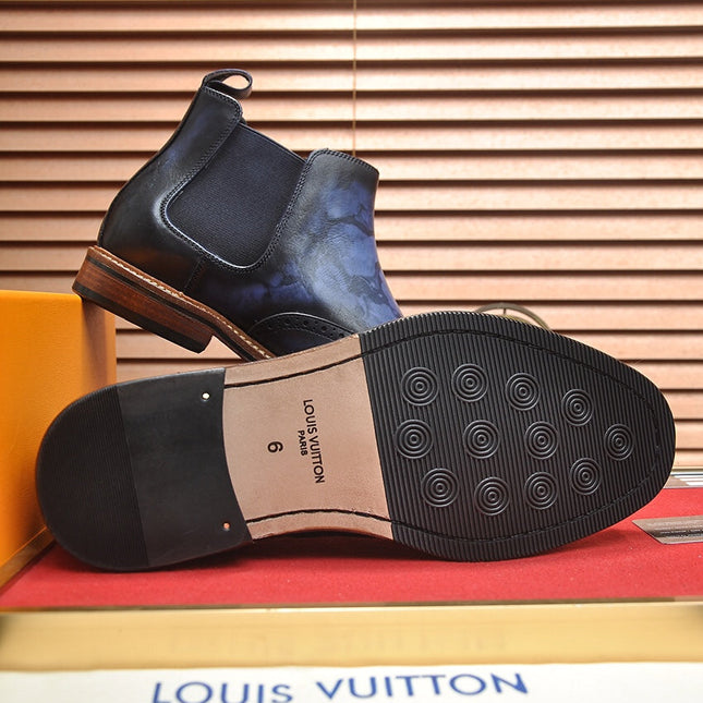 LV CHELSEA ANKLE BOOT IN BLUE OMBRE BLACK CALFSKIN